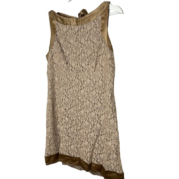 Alexia Admor Tan Lace Sheath Mini Dress Womens Small Sleeveless Cocktail - Picture 1 of 8